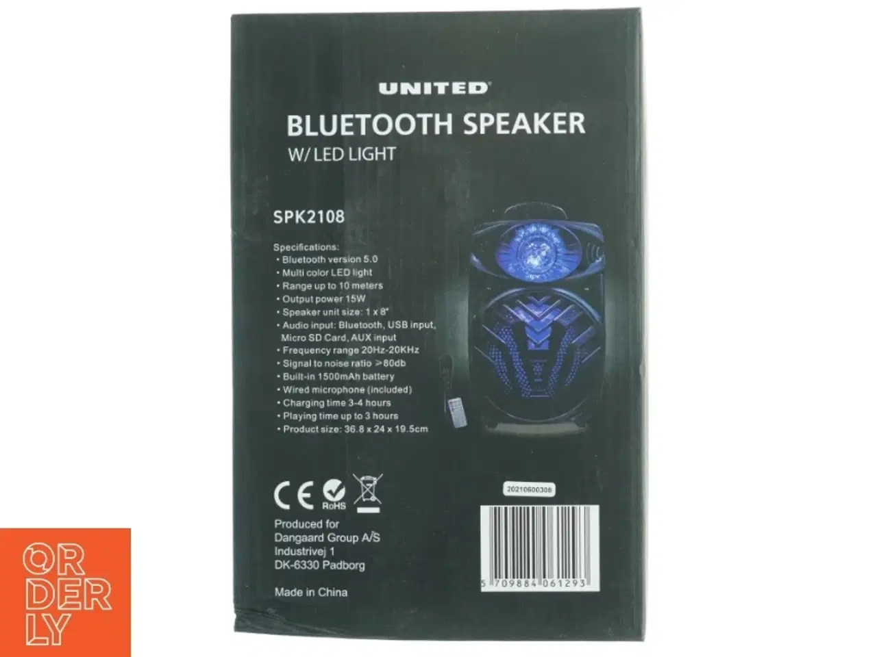 Billede 3 - Bluetooth-højttaler med LED-lys fra United (str. 36,8 x 24 x 19,5 cm)