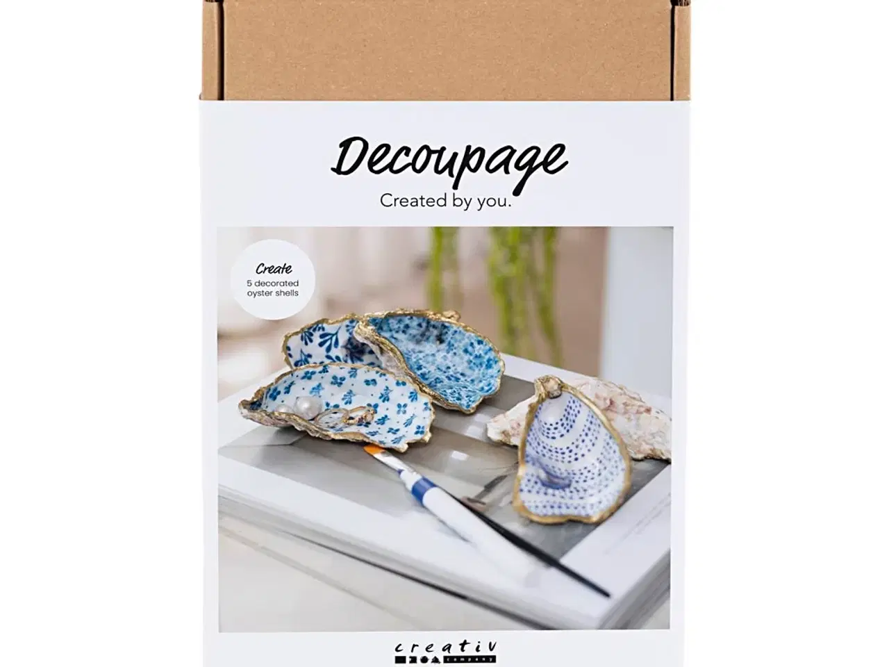 Billede 1 - DIY Decoupage Kit: Blå Østersskaller til Hjemmet