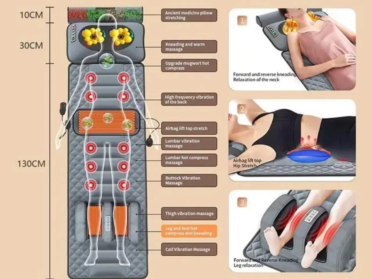 Billede 1 - Massagemåtte med varmepuder til helkropsmassage