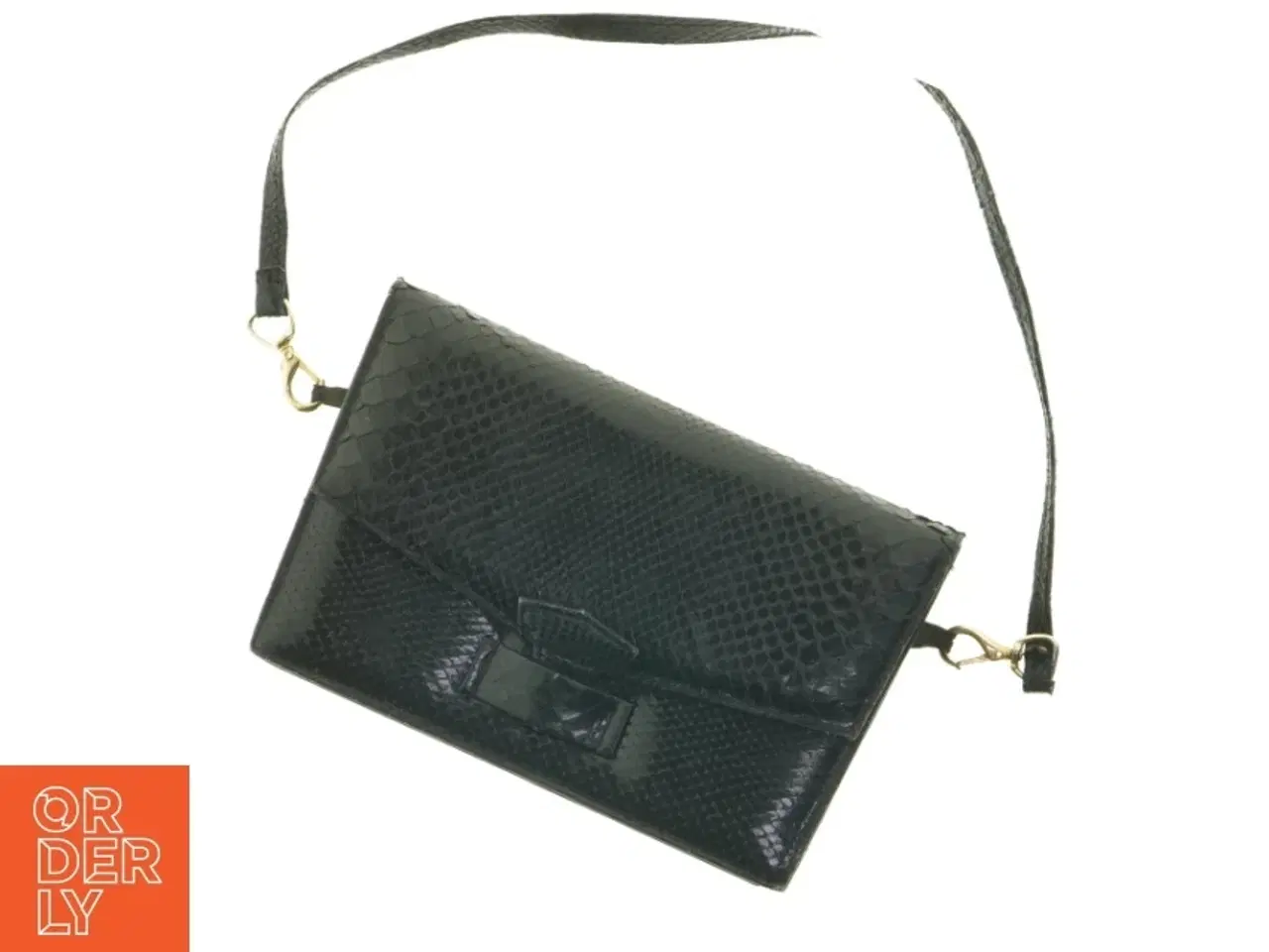 Billede 1 - Sort slangeskindstaske/clutch (str. 25 x 16,5 cm)