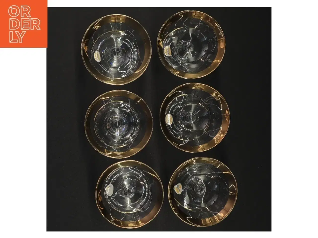 Billede 2 - Tosca Lyngby Vintage champagneskåle med gulddekor fra Lyngby (str. 8 x 8 cm)