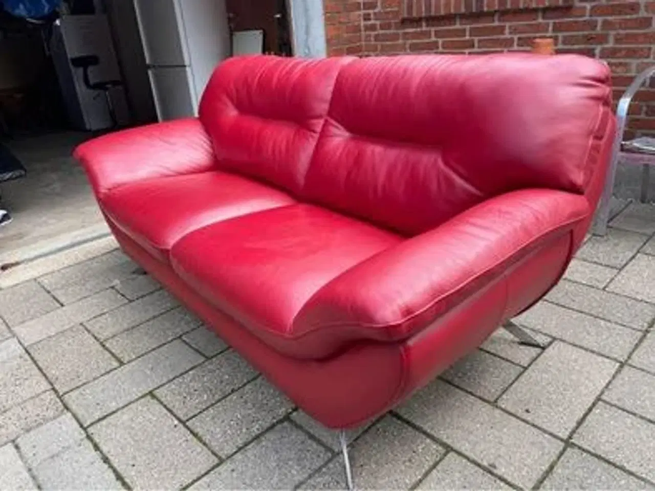 Billede 2 - Flot rød læder sofa 