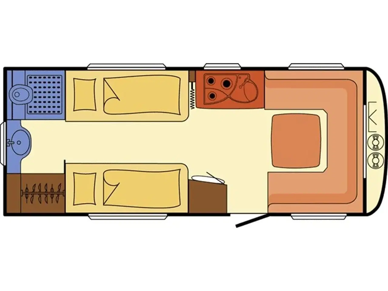 Billede 1 - 2015 - Dethleffs Camper 520 RET   Fortelt: Isabella Commodore Seed, Man. mover, aircon, ATC, stabilisator, køleskab m/ fryser, rundsiddegruppe, endebadeværelse, enkeltsenge