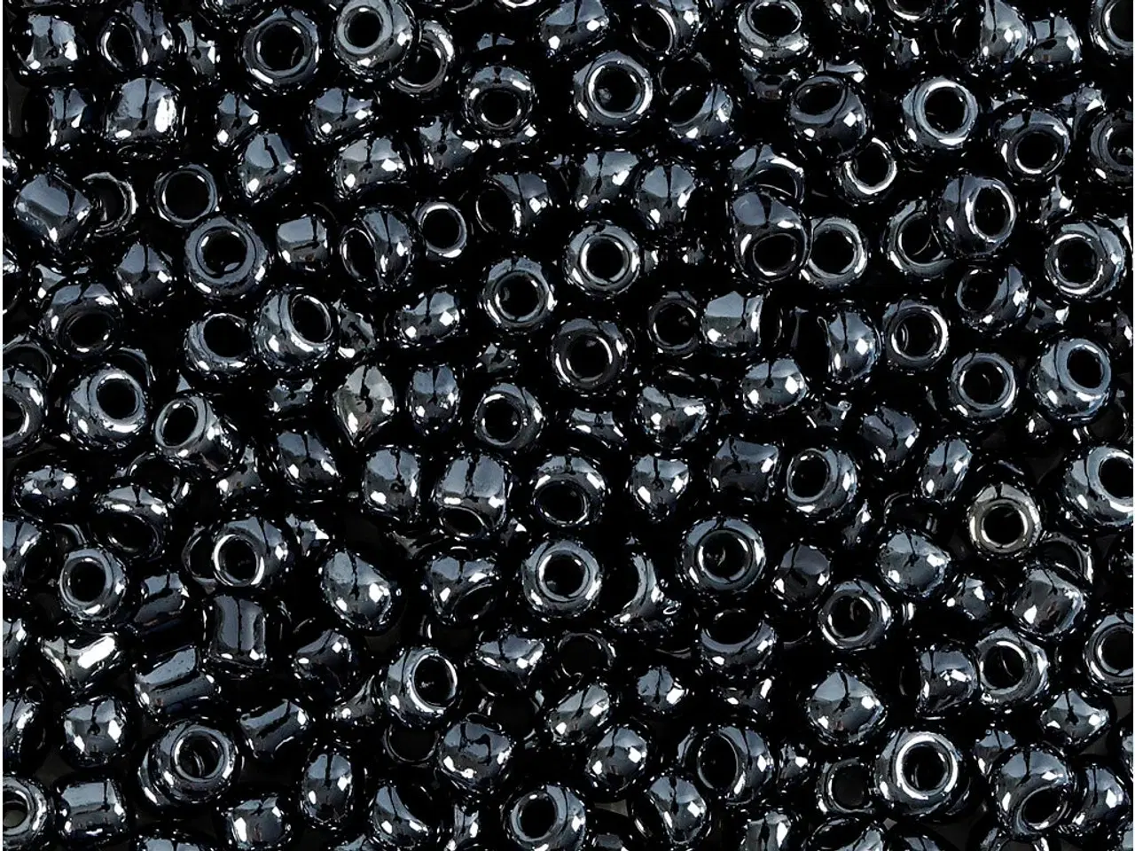 Billede 1 - Rocaiperler, diam. 3 mm, str. 8/0, hulstr. 0,6-1,0 mm, sort metallic, 25g/ 1 pk.