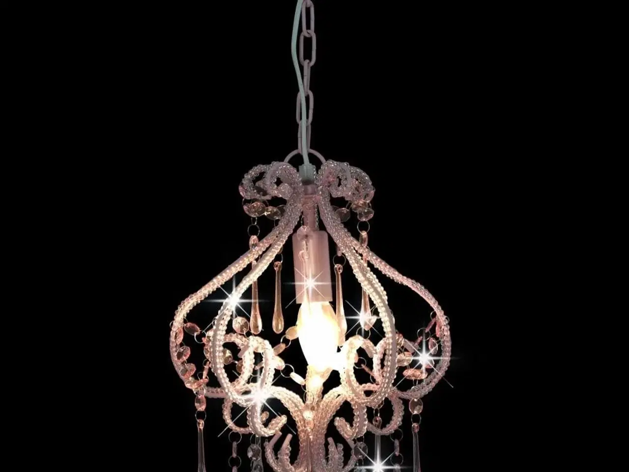Billede 2 - Loftlampe med perler rund E14 pink
