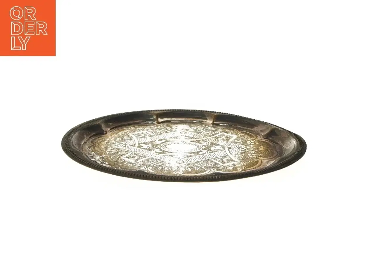 Billede 2 - Antikt metalfade med indgraverede mønstre (str. 36x27 cm)