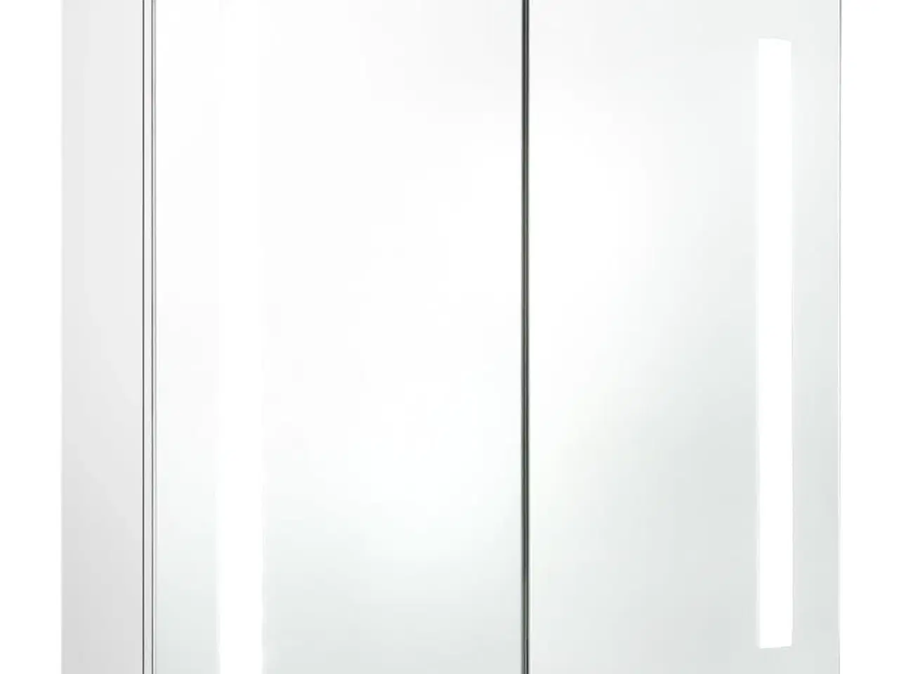 Billede 2 - Badeværelsesskab med spejl + LED-lys 62x14x60 cm skinnende hvid