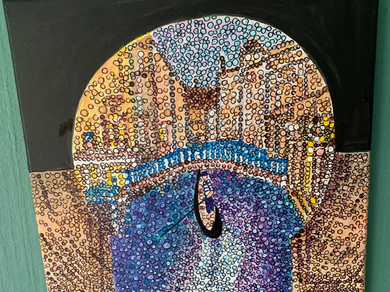 Billede 1 - Akrylmaleri 40x40. Venedig, prikmetode.