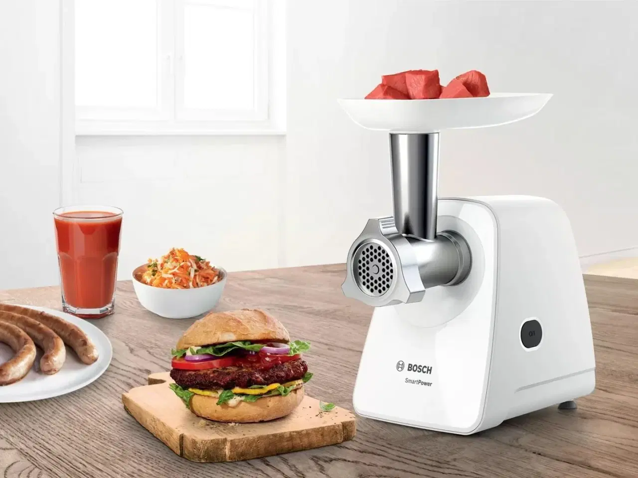 Billede 2 - Kødhakker Bosch MFW2520W – 1.500 W, rustfrit stål/hvid