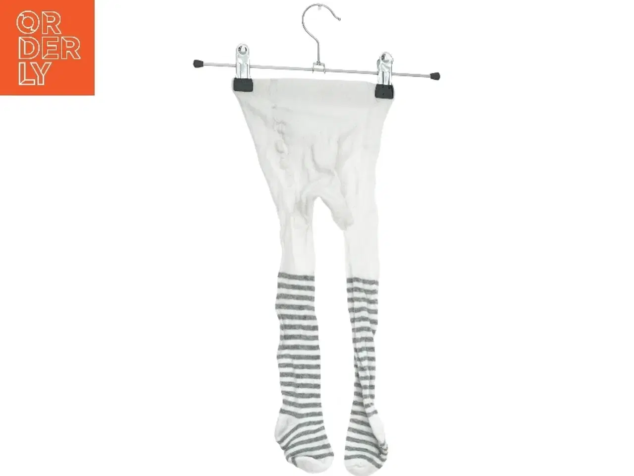 Billede 2 - Hvide og gråstribede strømpebukser til børn fra Poco Piano (str. 80)