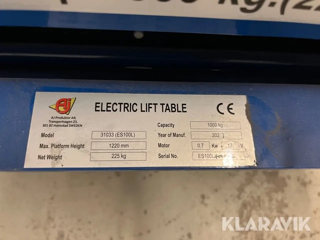 Billede 5 - Løftebord AJ 31033 1000kg