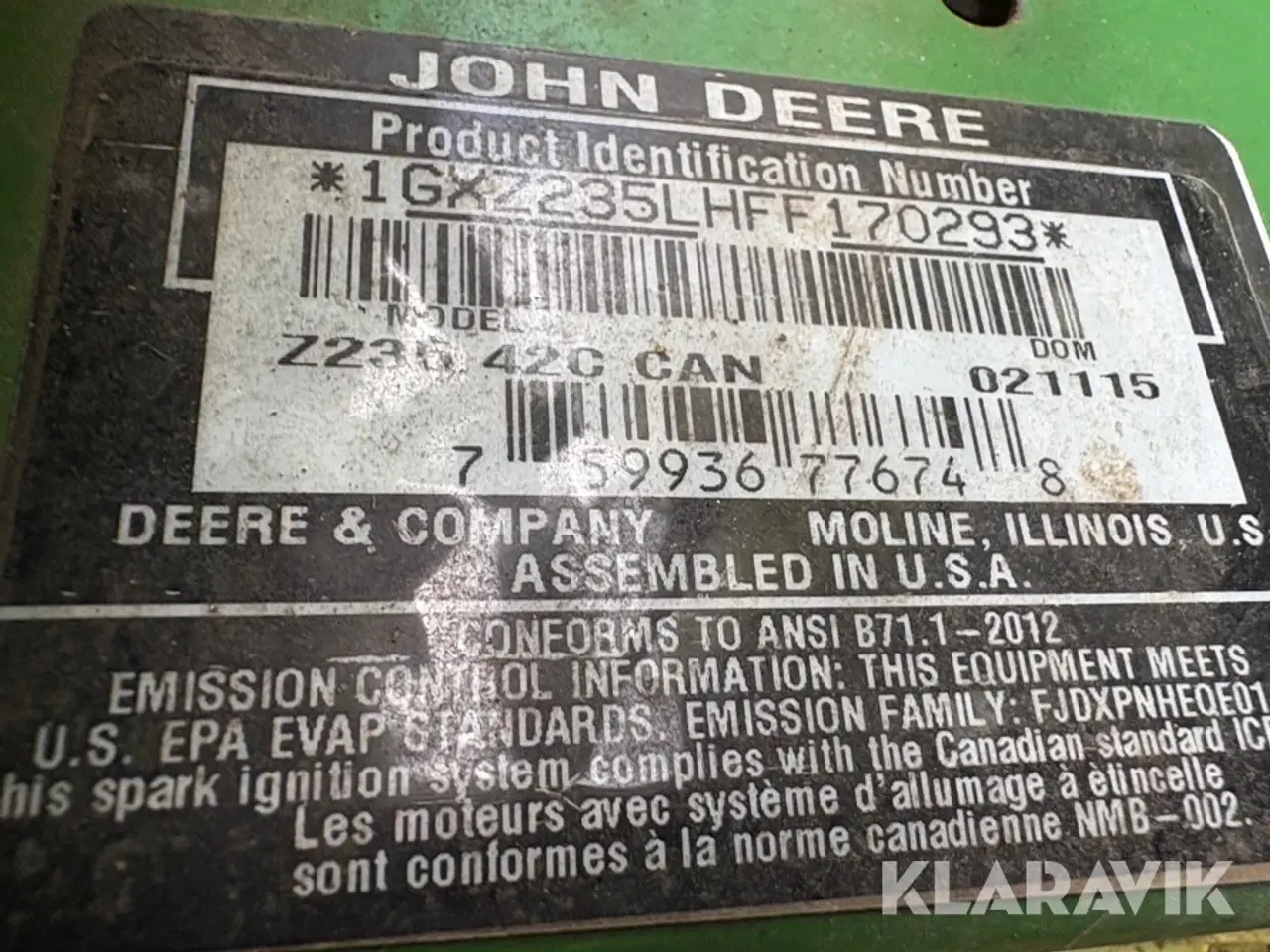 Billede 5 - Zero-turn plæneklipper John Deere Z235