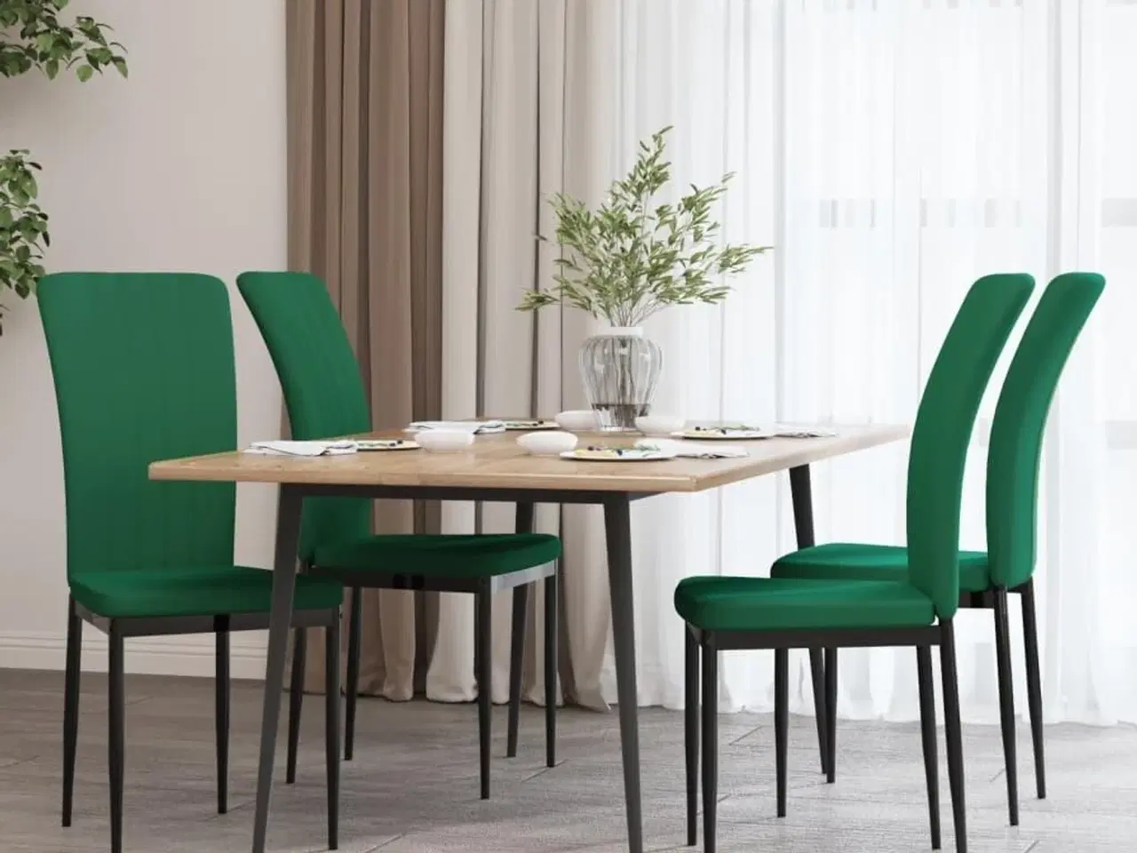 Billede 1 - Spisebordsstole 4 stk. velour mørkegrøn