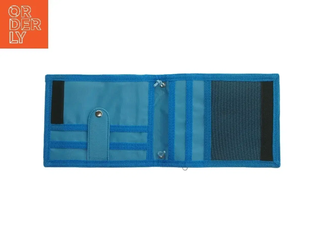 Billede 3 - Blå stribet pengekat (str. 17x13,5 cm)