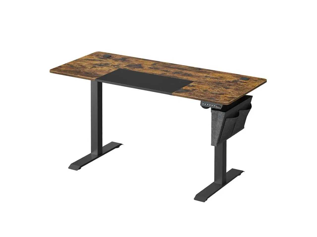 Billede 1 - Hæve-sænkebord, elektrisk – 60 × 140 × 72–120 cm, 4 hukommelser, belastningssikring, vintage brun/sort (LSD016X01)