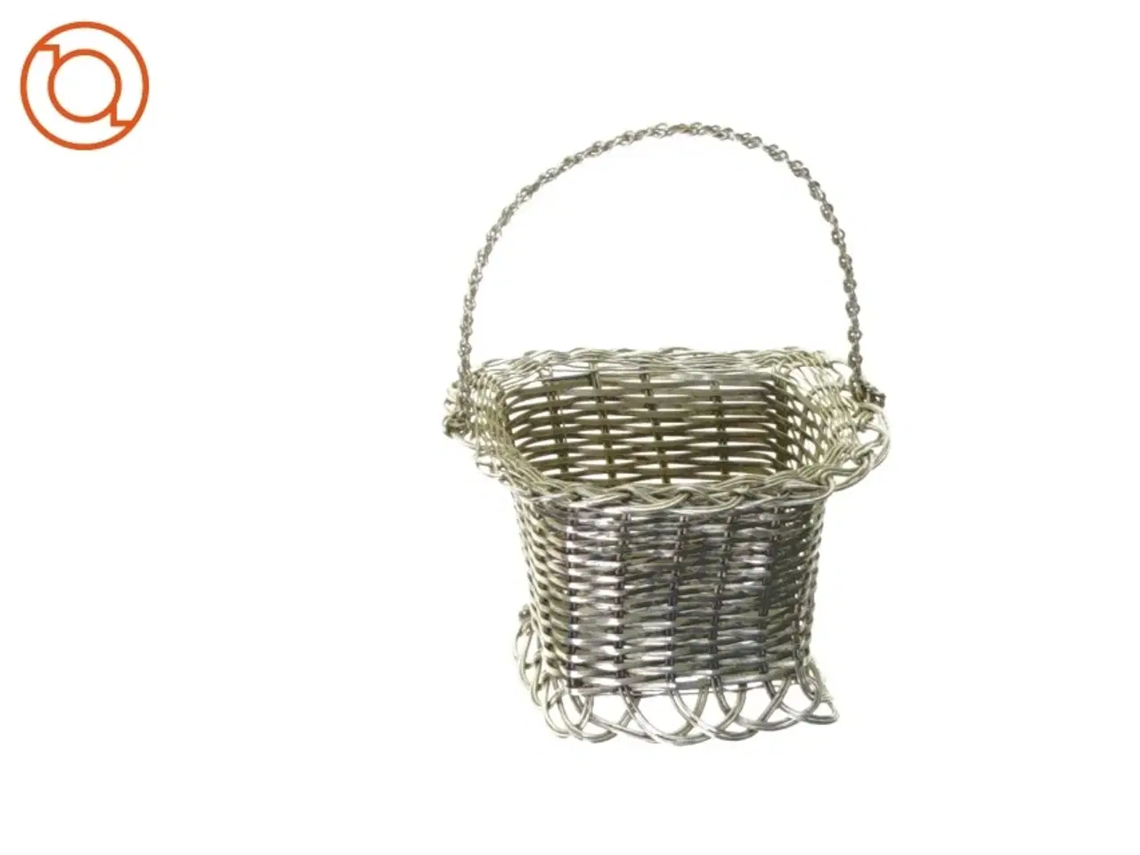 Billede 2 - Fil de fer flettet Metal kurv med hank (str. Med hank 14 x 9 cm)