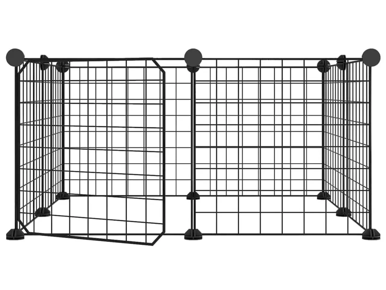 Billede 3 - Kæledyrsbur med 8 paneler og dør sort 35x35 cm stål