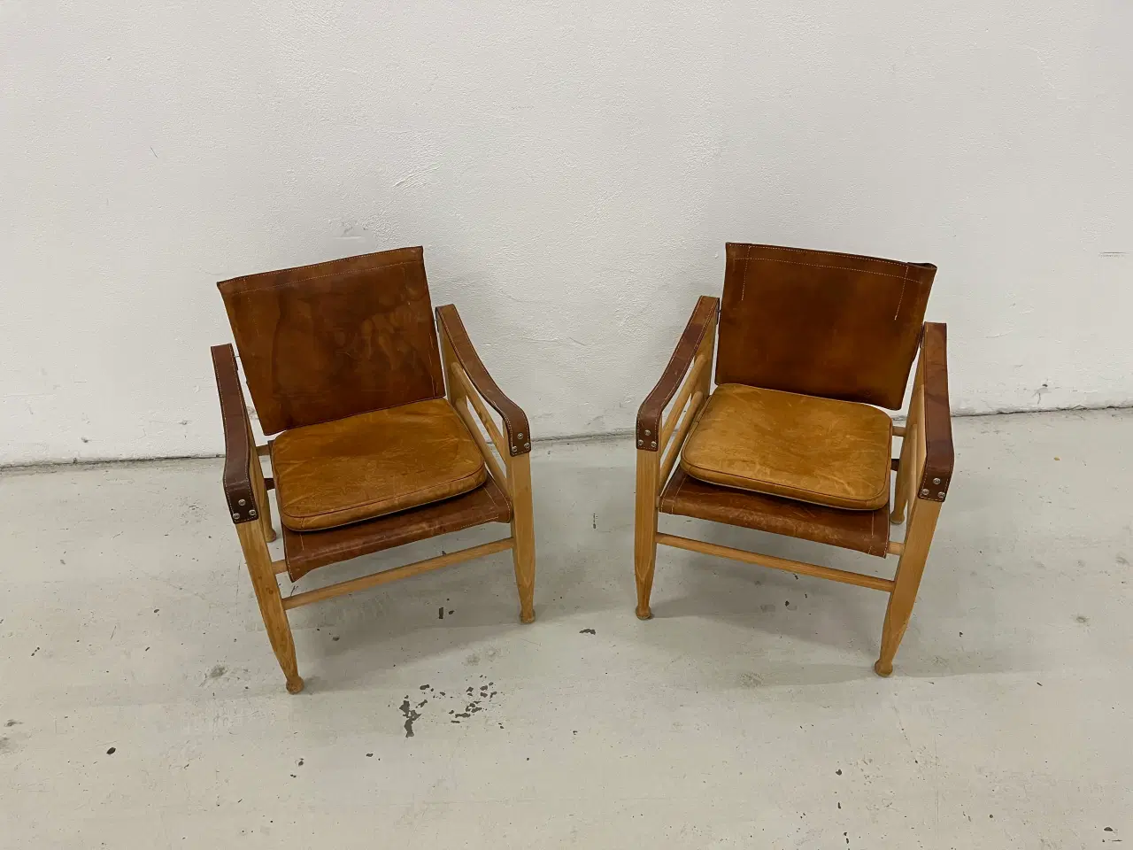 Billede 1 - Aage Bruun & Søn Safaristole med cognac kernelæder