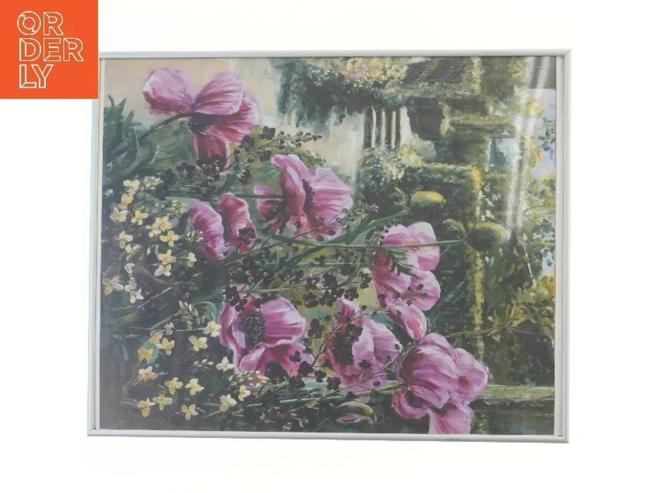 Billede 1 - Blomstermaleri i ramme (str. 51x41 cm)