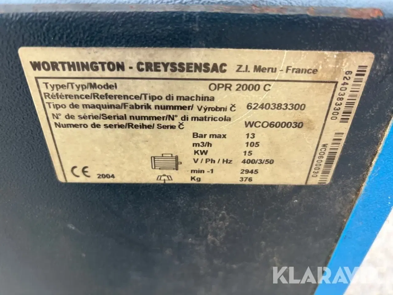 Billede 11 - Kompressorer Worthington creyssensac OPR 2000 C