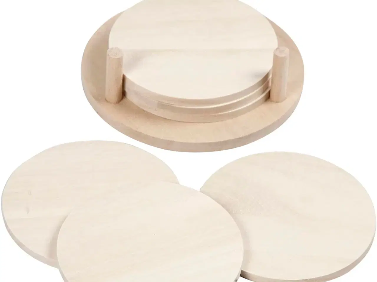 Billede 1 - Runde Træbrikker 9,5 cm - 6 stk. til Bordbeskyttelse