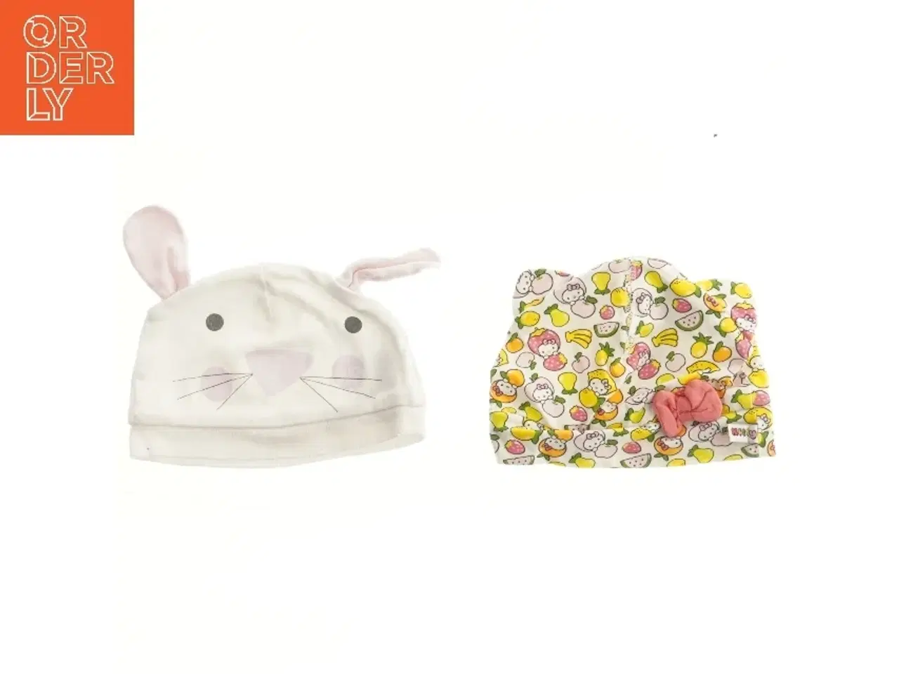 Billede 1 - Babyhuer med dyremotiv og frugtprint (str. 16 cm)