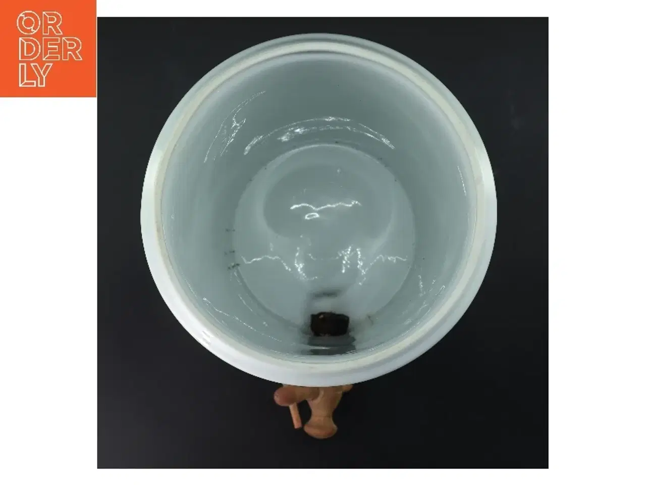 Billede 3 - Keramik Sennep Beholder med låg og træ tappehane (str. 28 cm)