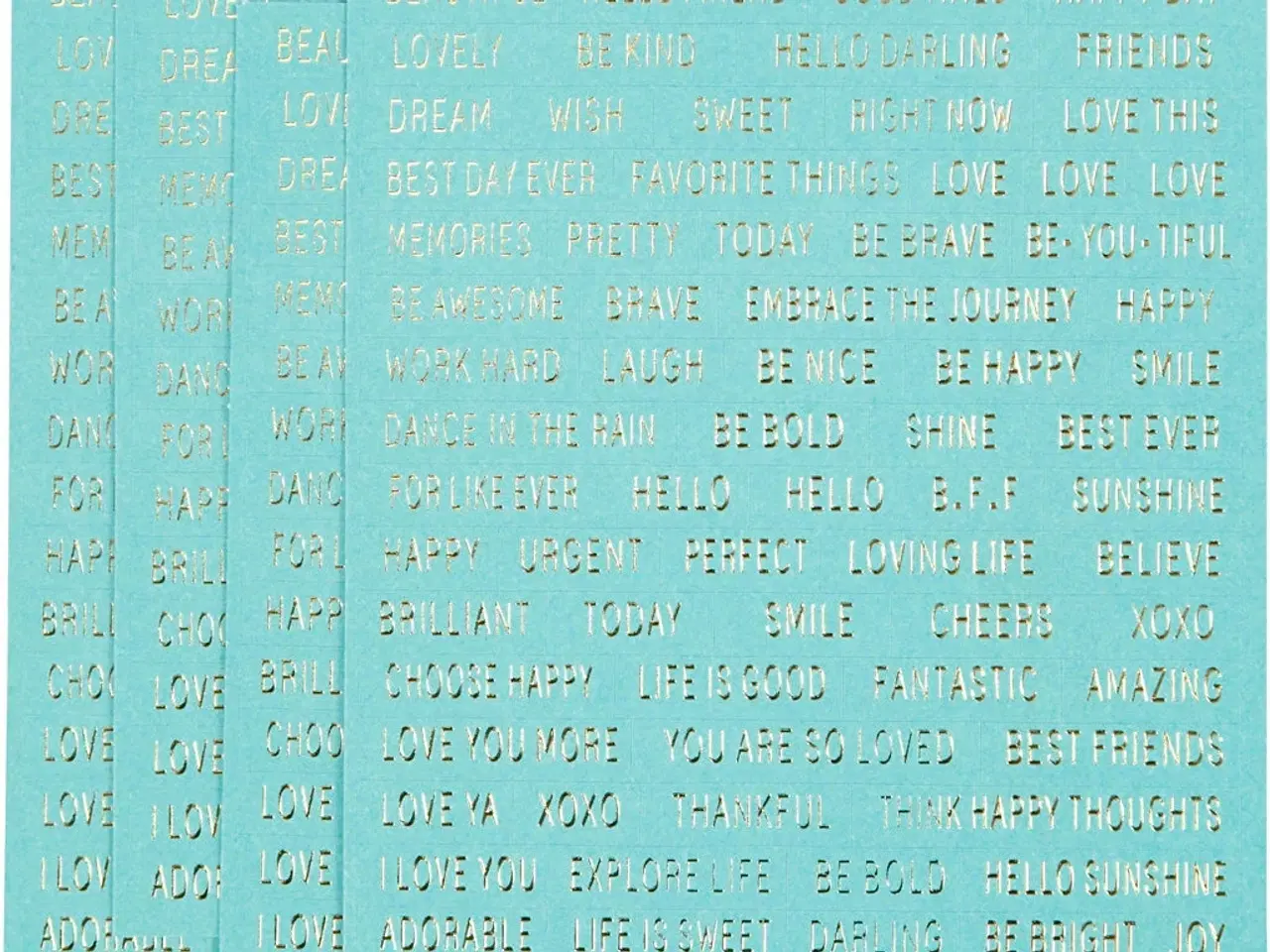 Billede 1 - Turkise stickers med guldfolie - 4 ark 10x11,5 cm