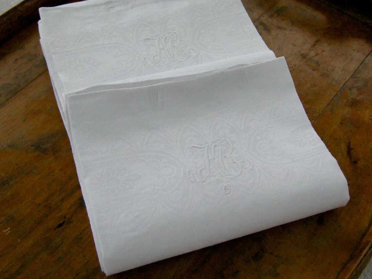 Billede 2 - LANGE Damask vintage hør viskestykker, Bordløber