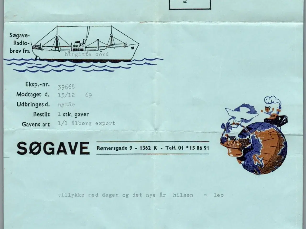 Billede 1 - Søgave - Radiobrev - 1969