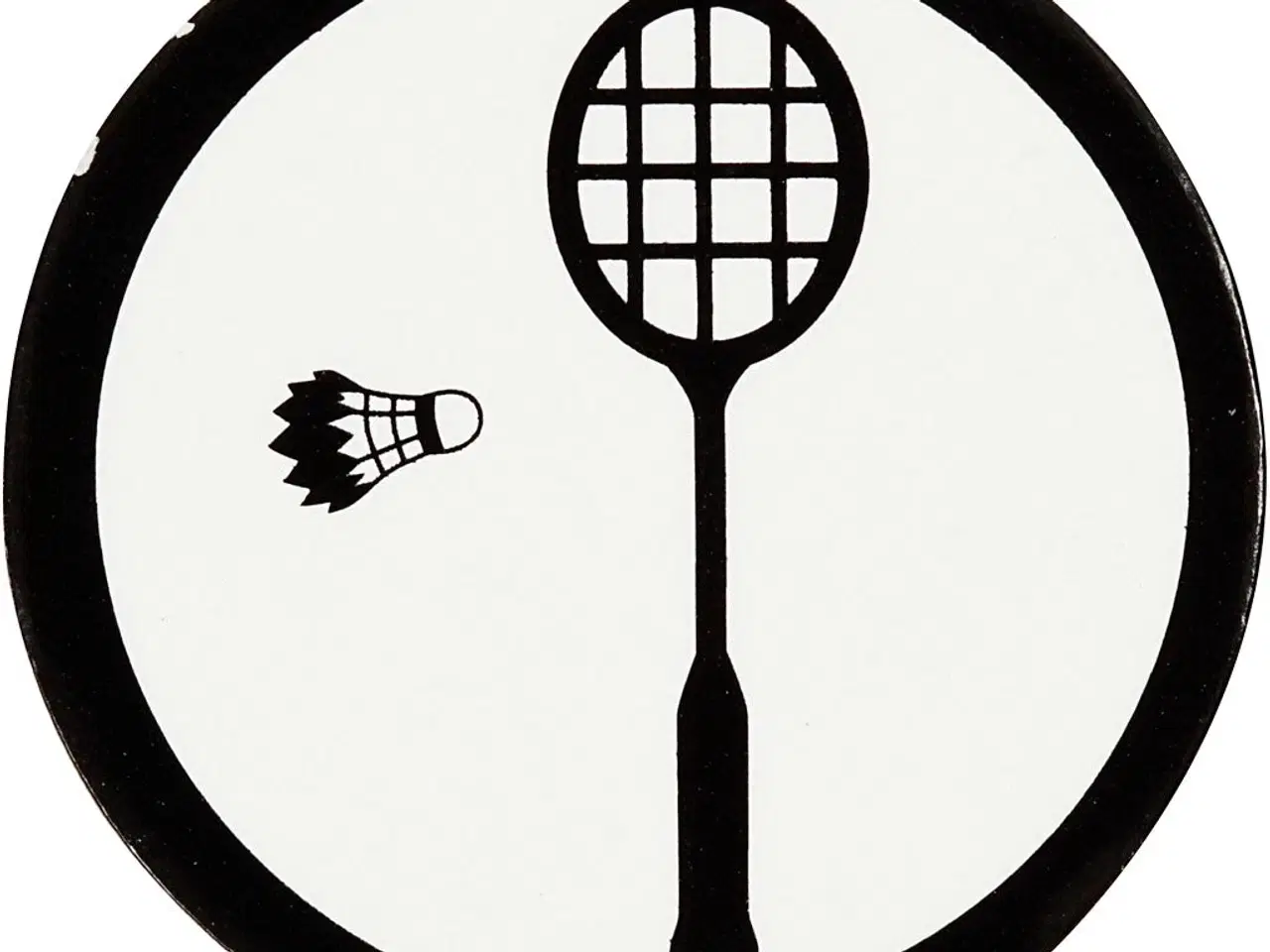 Billede 1 - Kartonmærkat, badmintonketcher + fjerbold, diam. 25 mm, hvid/sort, 20stk./ 1 pk.