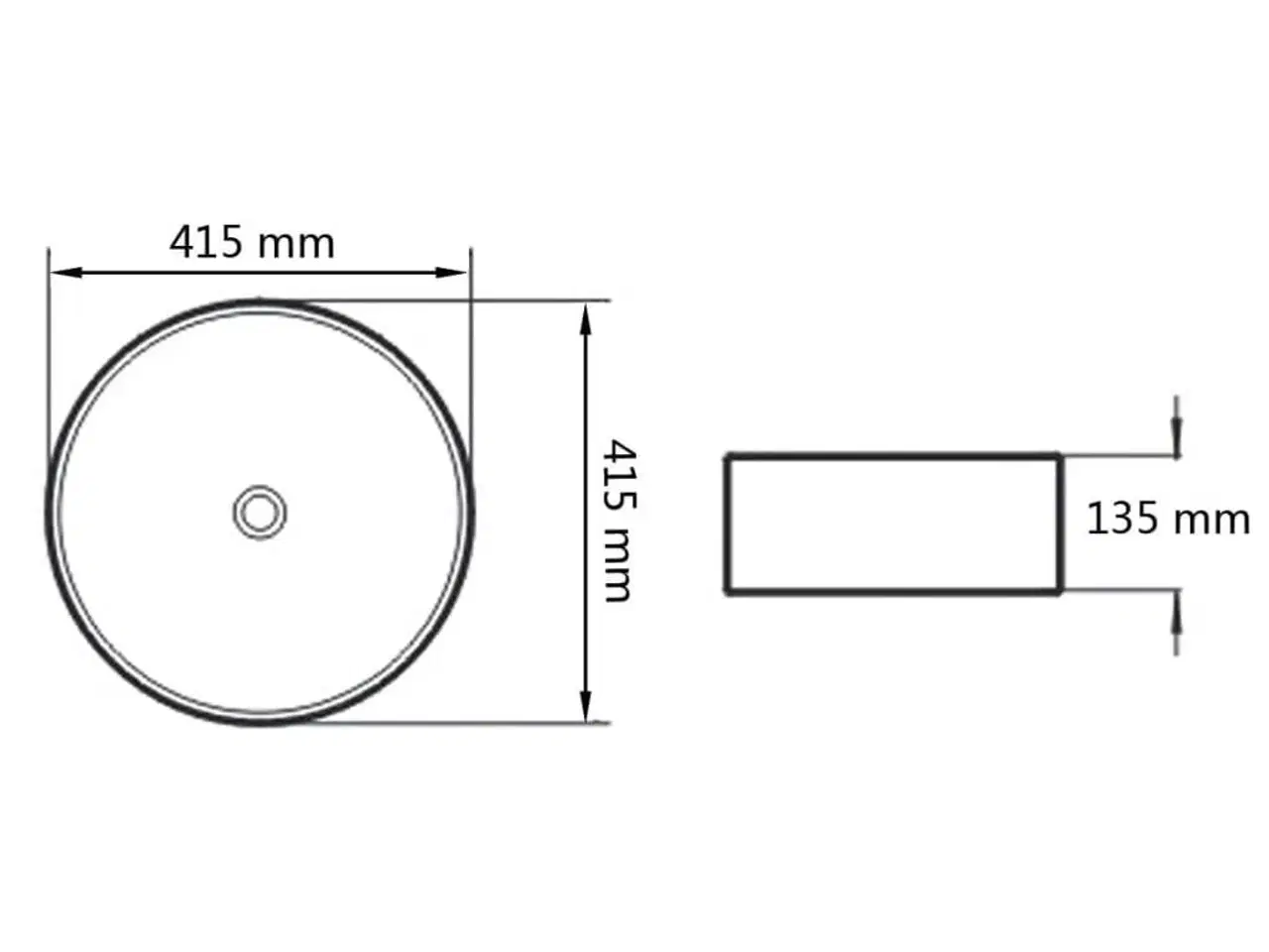 Billede 5 - Håndvask rund keramik 41,5 x 13,5 cm hvid