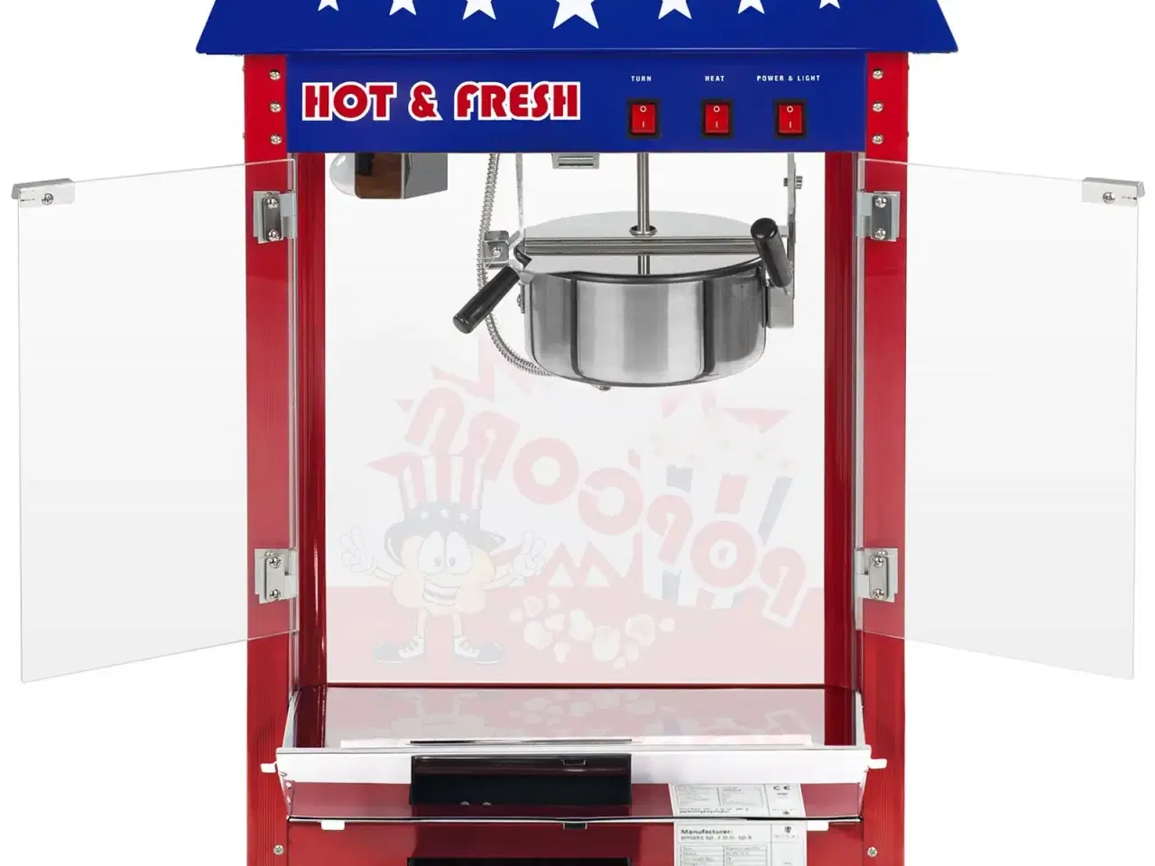 Billede 4 -  Popcornmaskine med vogn USA 88 L – 1600 W – rød