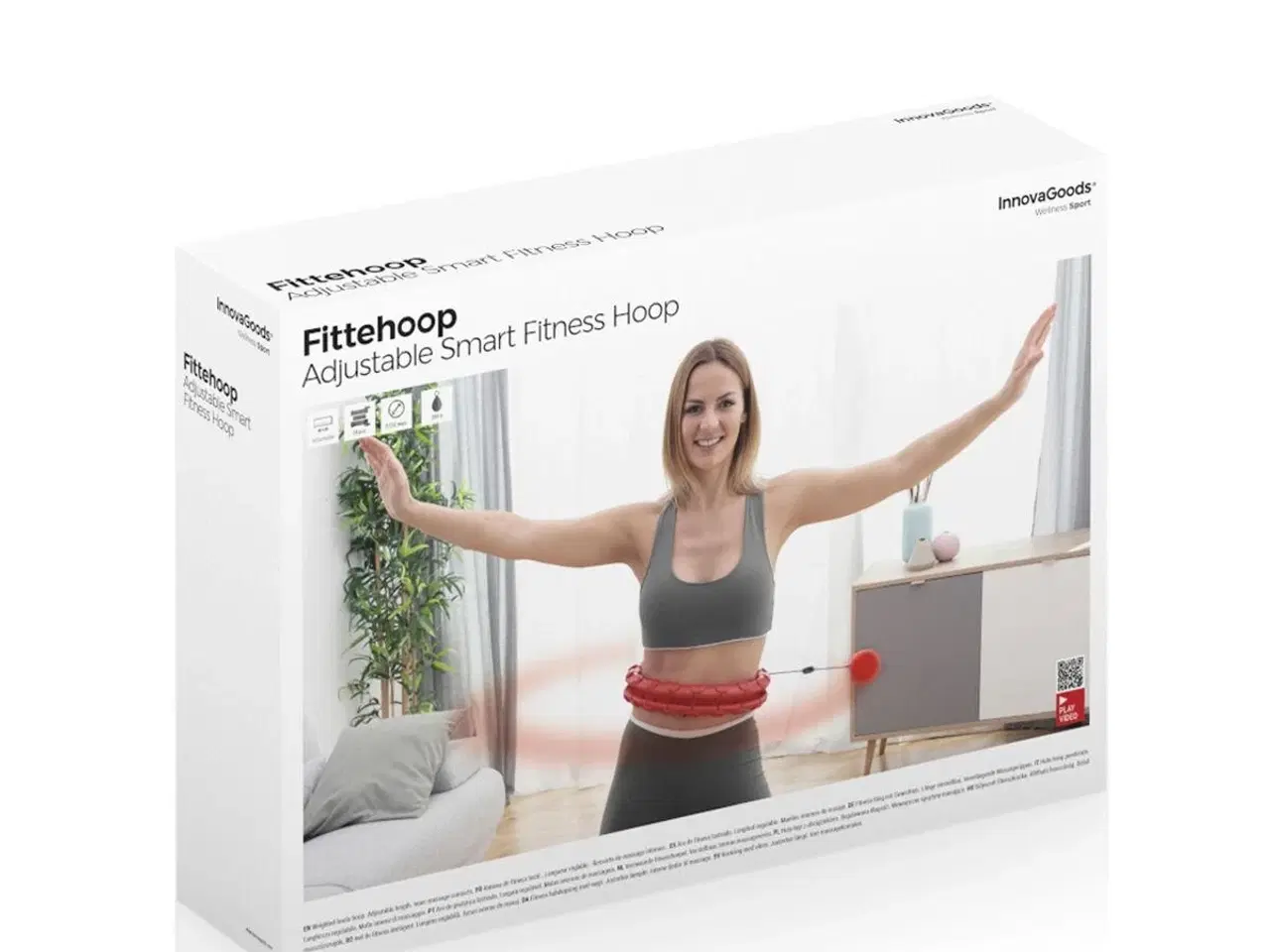 Billede 2 - Fittehoop - justerbar smart fitness hoop med vægt, rød (OUTLET B)