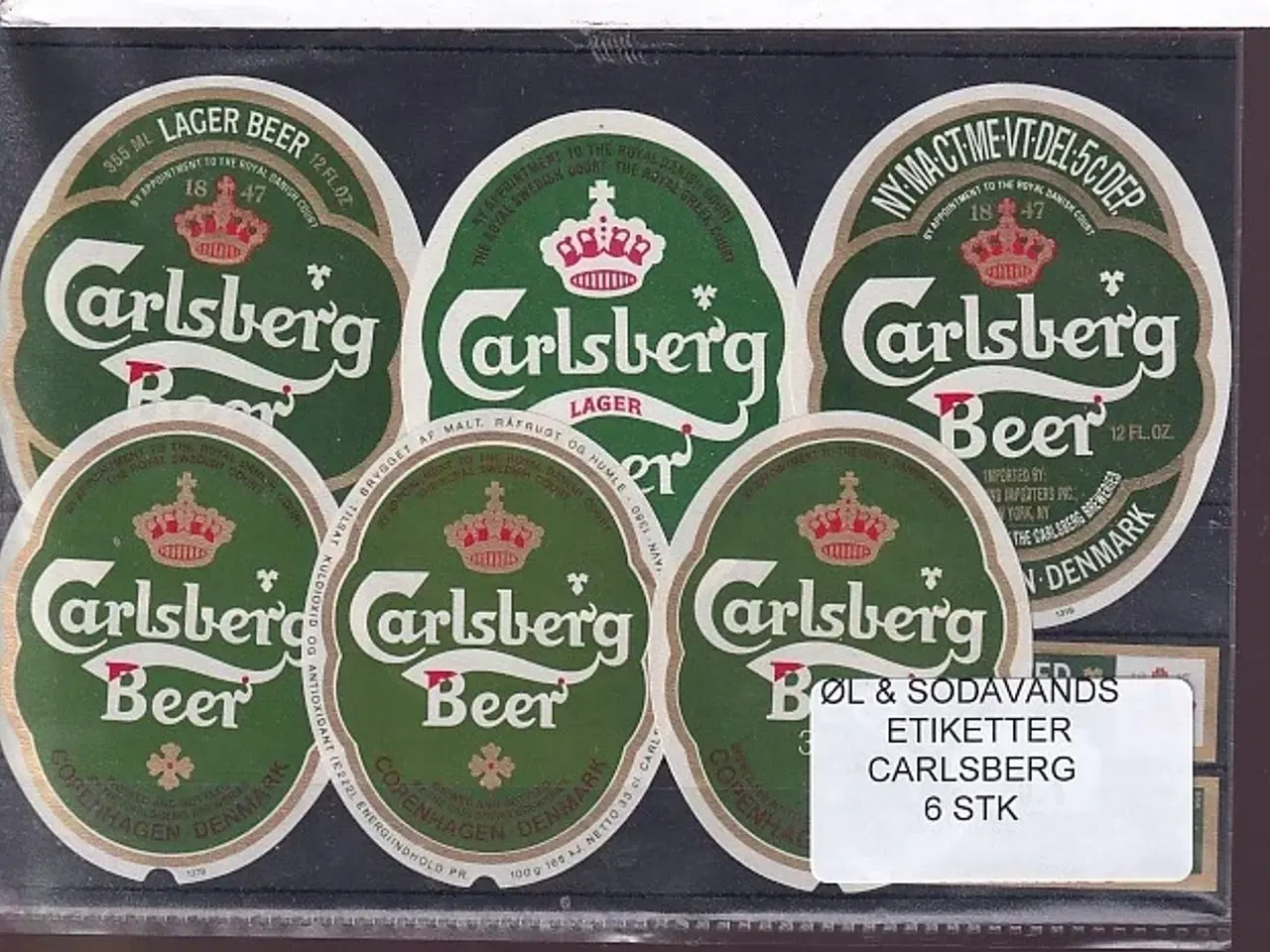 Billede 1 - Øl og Sodavands Etiketter - Carlsberg - 6 Stk.