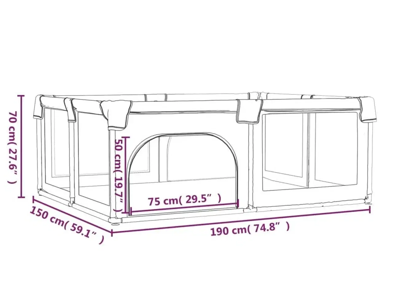 Billede 9 - Kravlegård med 2 indgange oxfordstof mørkegrå
