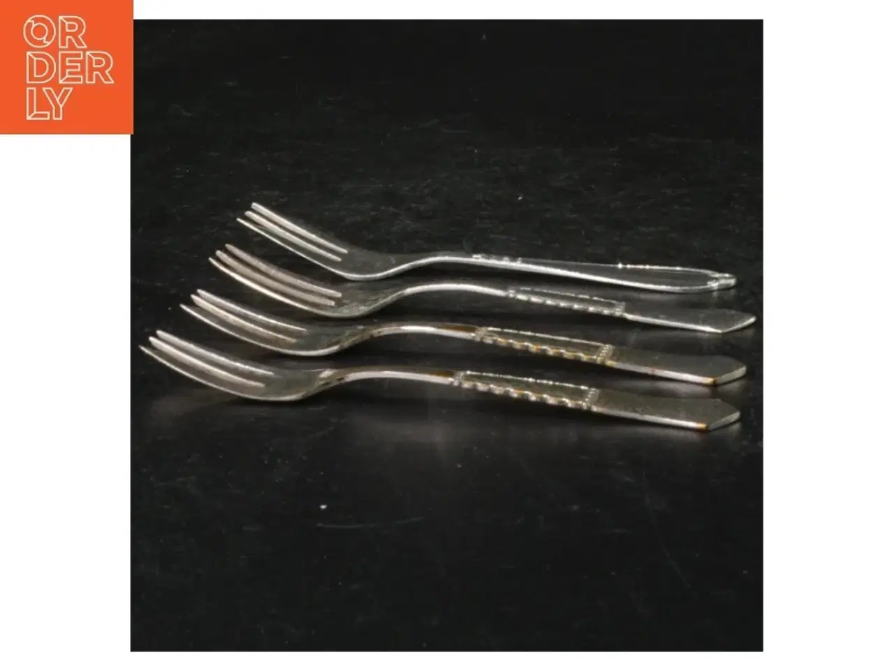 Billede 3 - 4 kagegafler, 2-tårnet sølvplet(str. 14 cm)