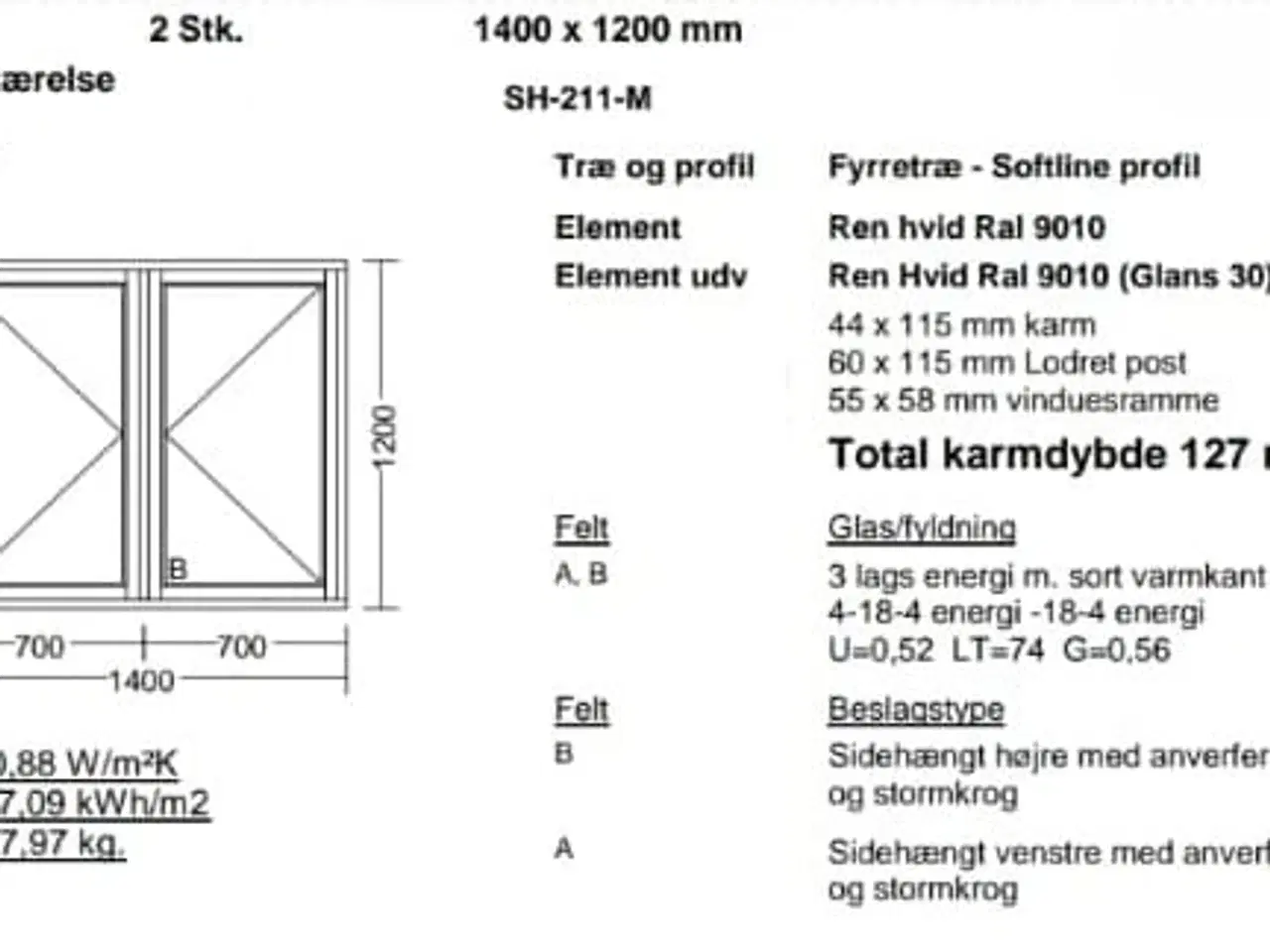Billede 1 - To styks hvide tre aluminium vinduer 