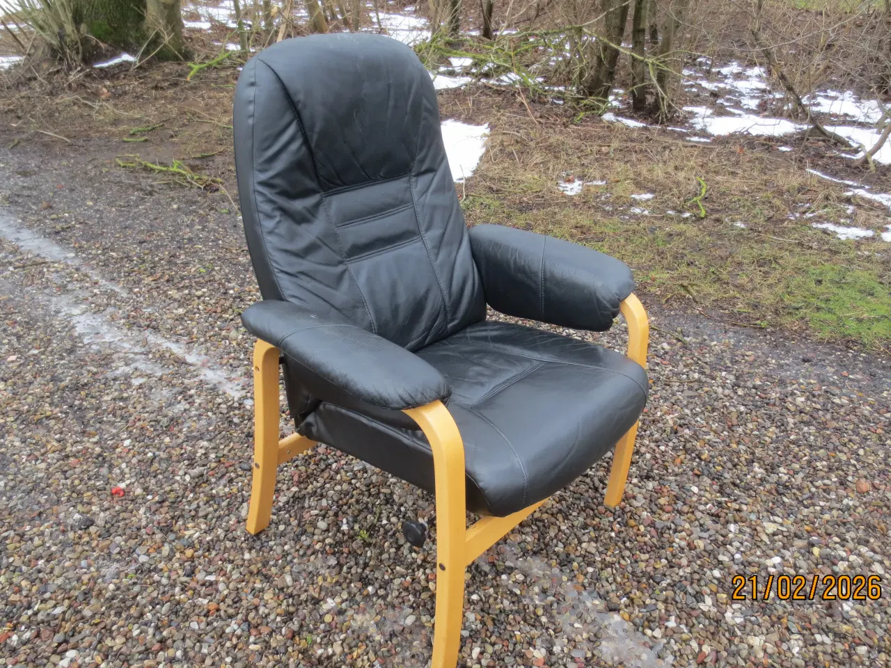 Billede 2 - 1 stk Farstrup Otium lænestol med sort læder 