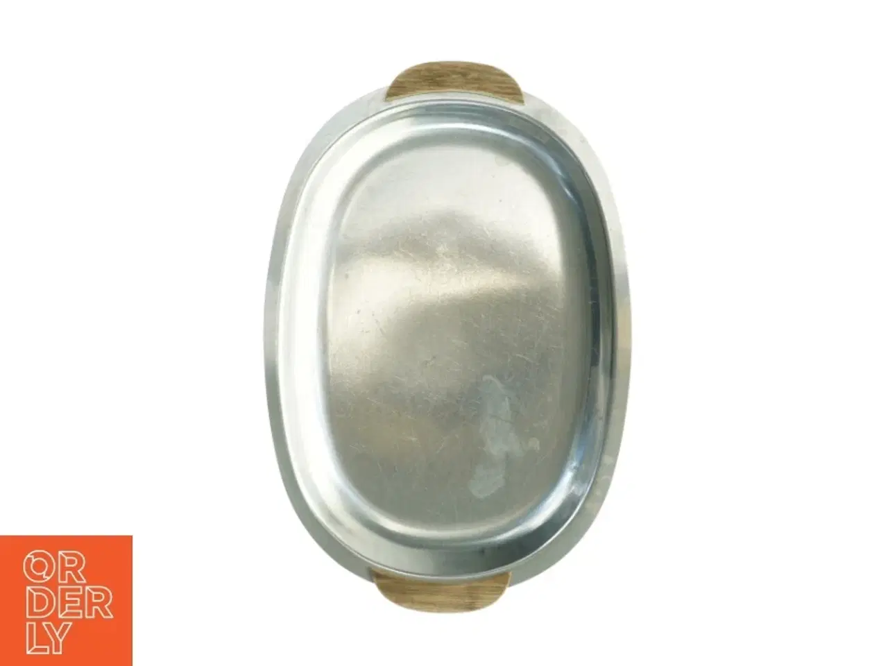 Billede 4 - Oval metalbakke med træhåndtag (str. 33 x 22 cm)