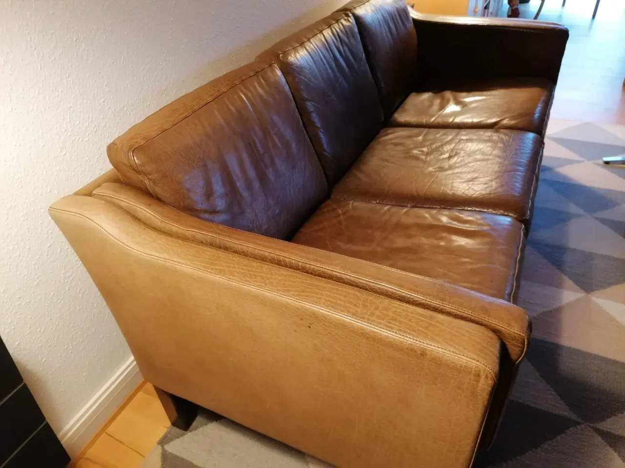 Billede 2 - 3 personers bøffellæder sofa
