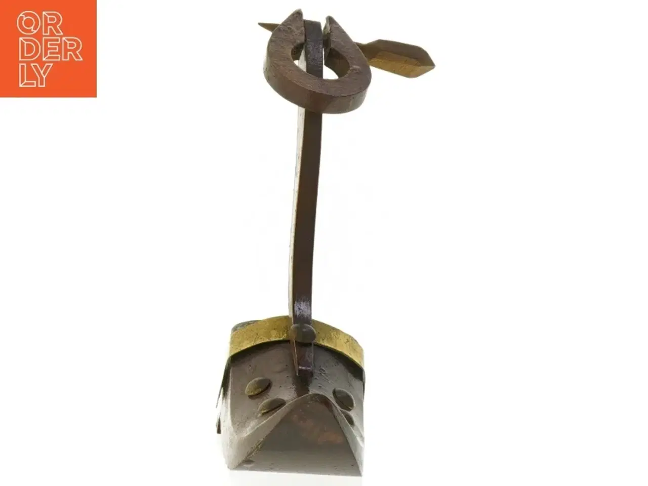 Billede 4 - Vintage Vinflaske holder i træ og messing (str. 15x15 cm)