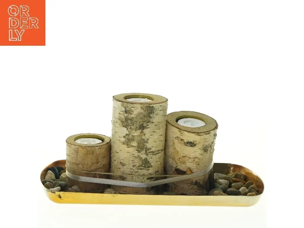 Billede 2 - Birketræs lysestager med stenbakke (str. Længde, 30 cm)