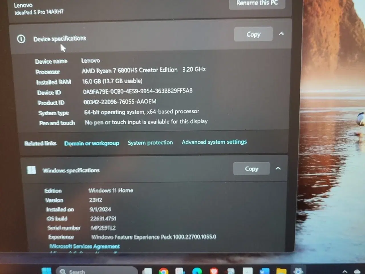 Billede 1 - Lenovo Ideapad Pro 5, AMD Ryzen 7 6800HS Creator E