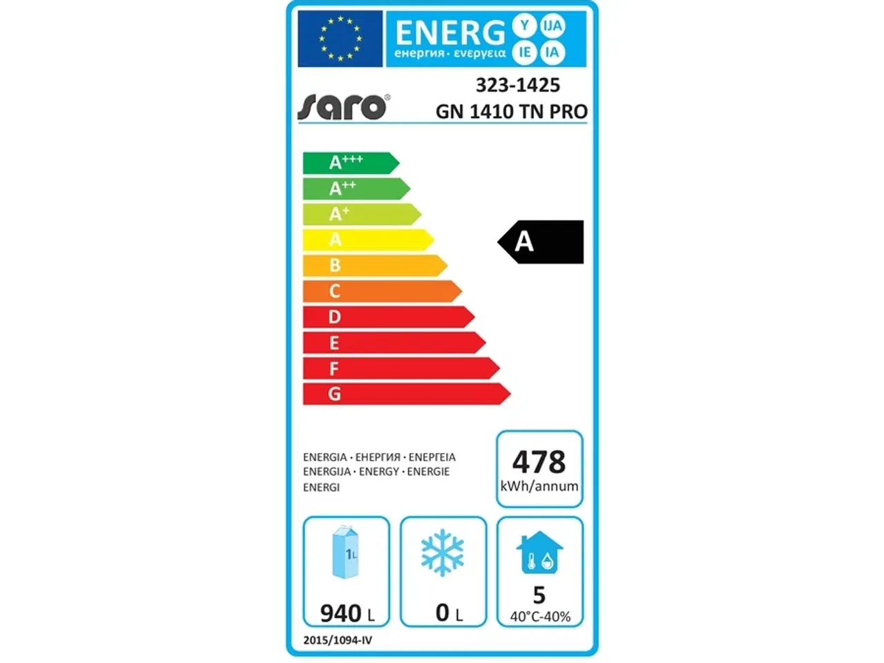 Billede 2 - Køleskab med 2 døre – 2/1 Model GN 1410