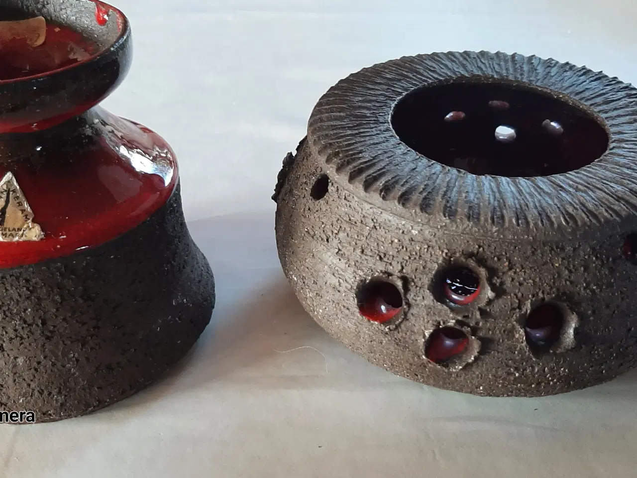 Billede 6 - Keramik stage og askebæger samt fyrfadsholder i bu
