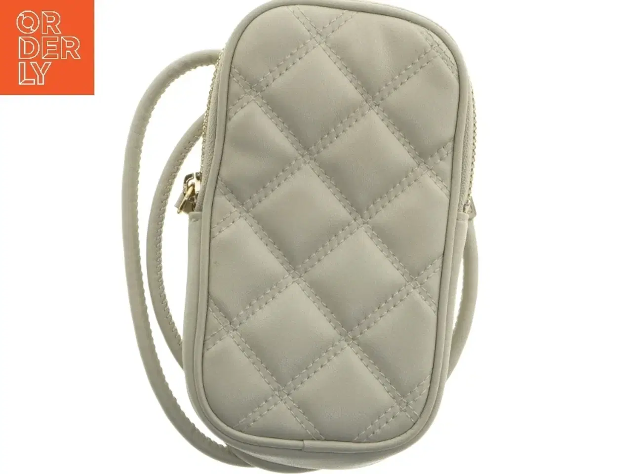 Billede 1 - Grå skuldertaske med quiltet design til mobil (str. 11 x 20 cm)