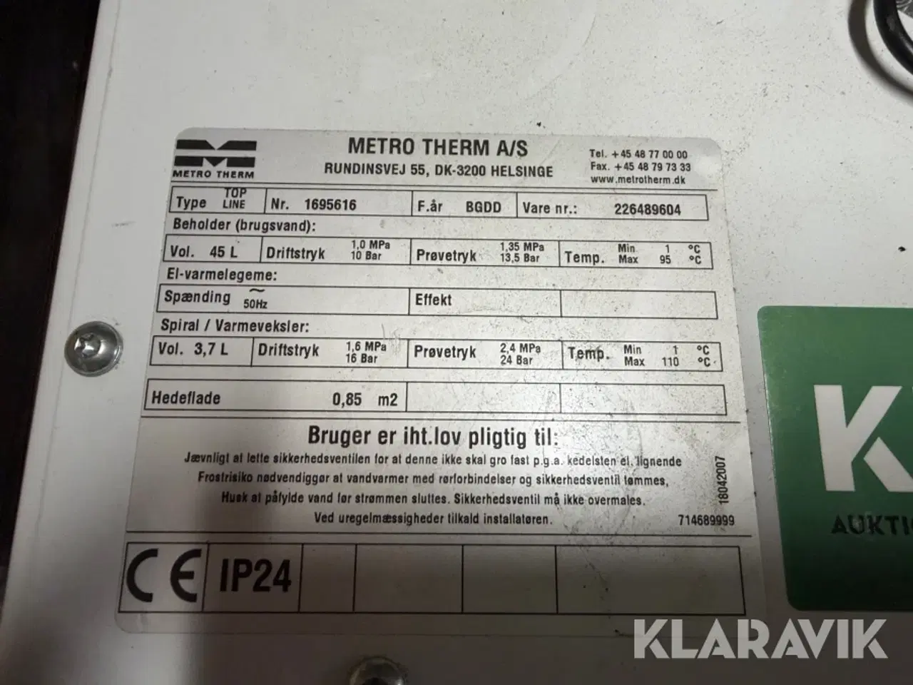 Billede 5 - Varmtvandsbeholder Metro Therm 1695616