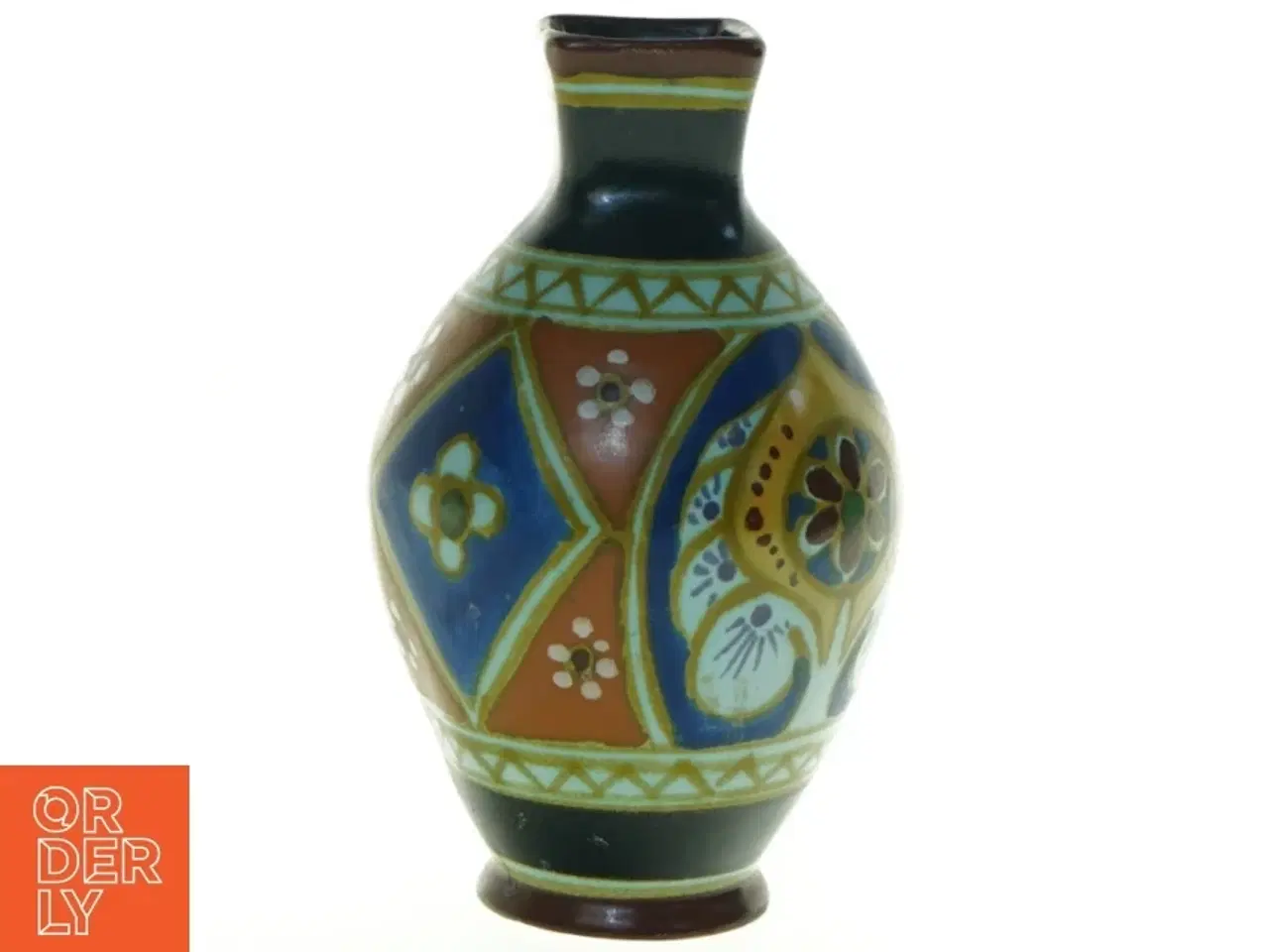 Billede 1 - Fajance Art Deco håndmalet vase fra Lindus Arnhem Holland (str. 17 x 10 cm)