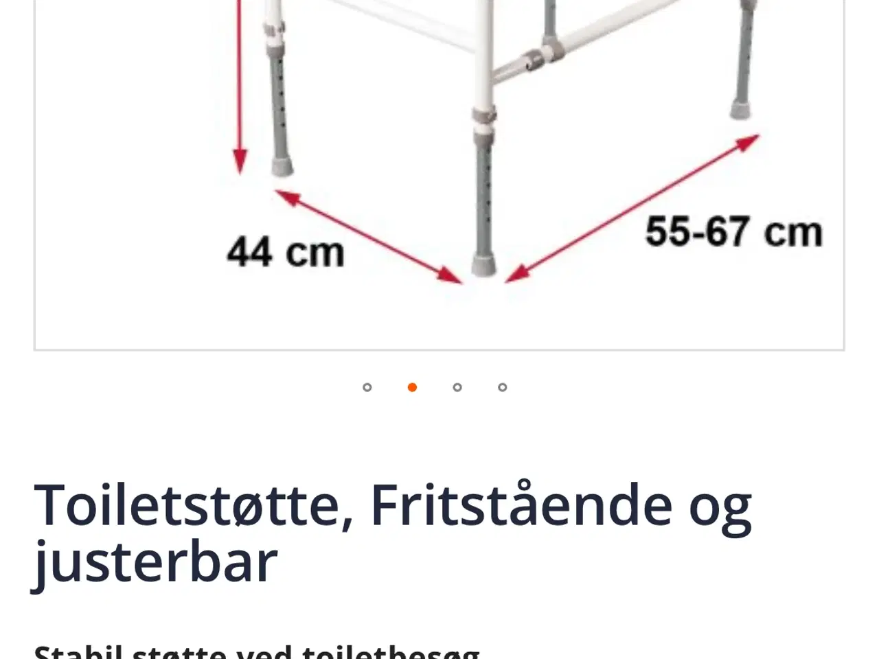 Billede 2 - Fritstående og justerbar toiletstøtte